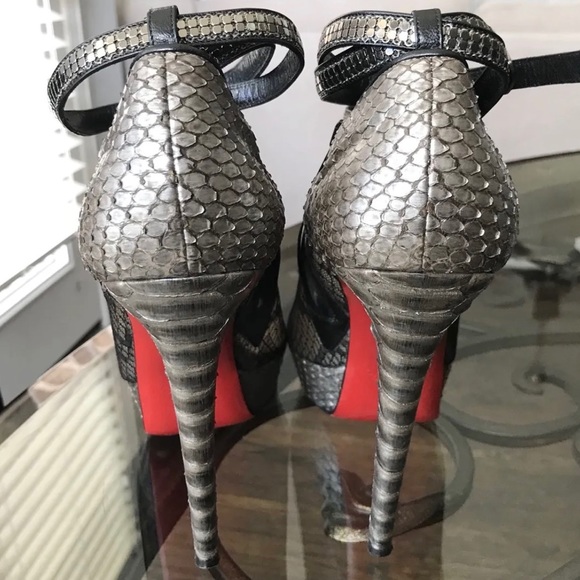 Christian Louboutin 140mm Bridget Python Lace Ankle Booties Sz 40.5 (US 10.5) - Picture 9 of 14